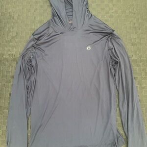 Gray Hooded Long Sleeve Shirt